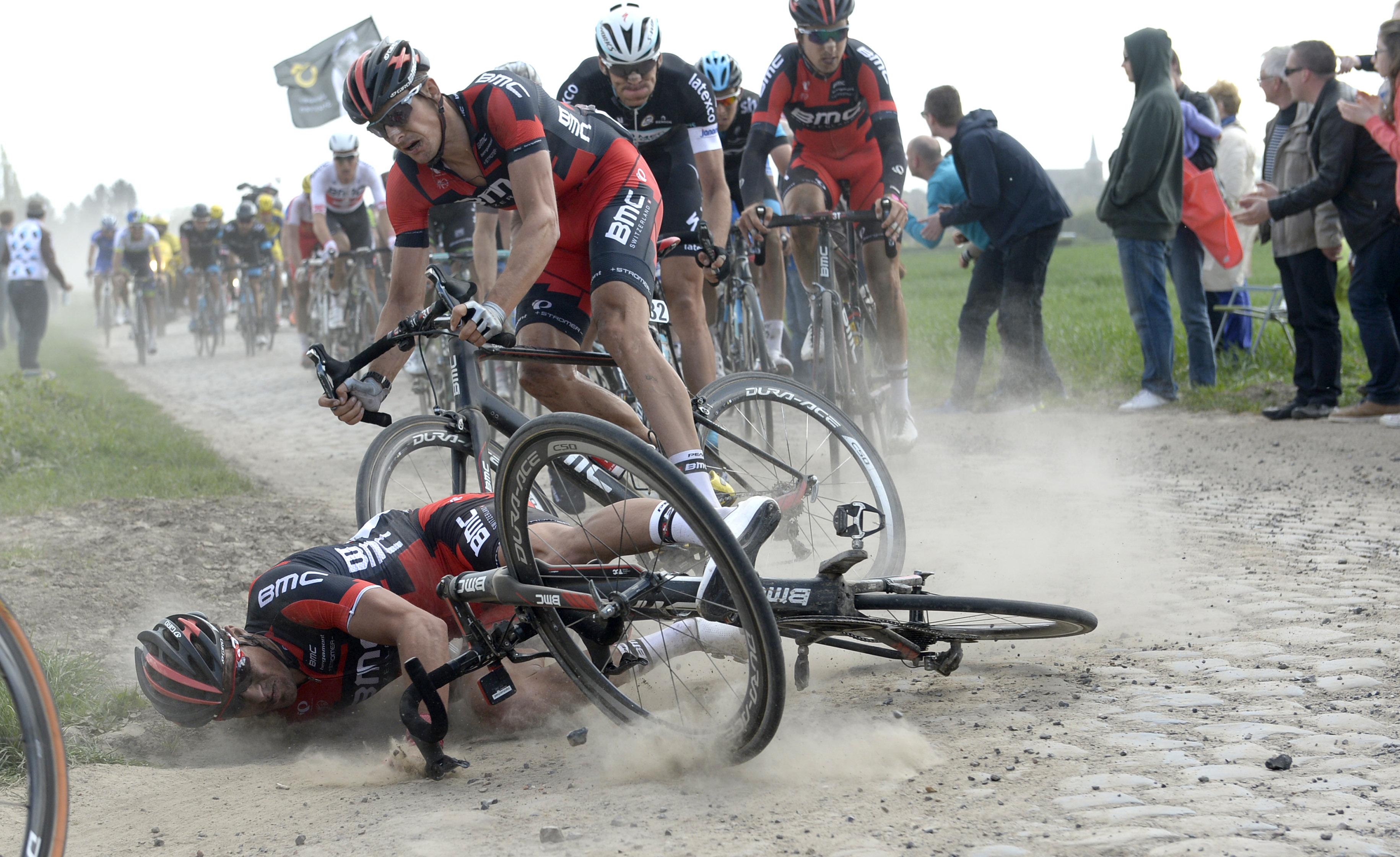 2014, Paris - Roubaix, Bmc 2014, Van Avermaet Greg, Burghardt Marcus, Bourghelles a Wannehain